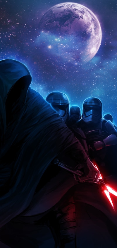 Movie Star Wars Episode VII: The Force Awakens, Kylo Ren, Star Wars, Stormtrooper, Lightsaber, 1080x2280