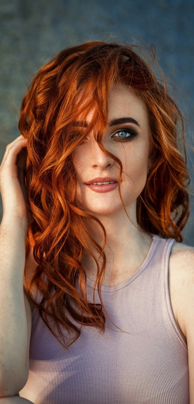 Women Model, Freckles, Blue Eyes, Redhead, 1080x2246