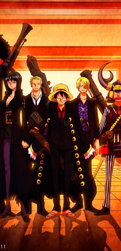 Anime One Piece, Nico Robin, Monkey D. Luffy, Roronoa Zoro, Nami (One Piece), Franky (One Piece), 1080x2246