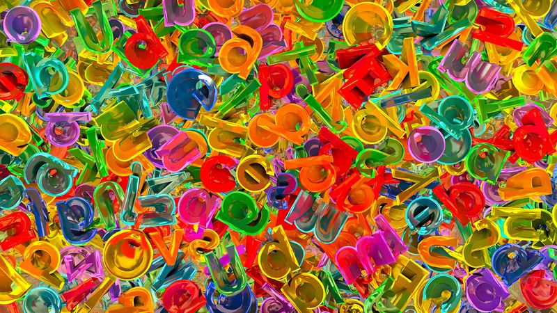 letters, colorful, pattern, volume, 4k