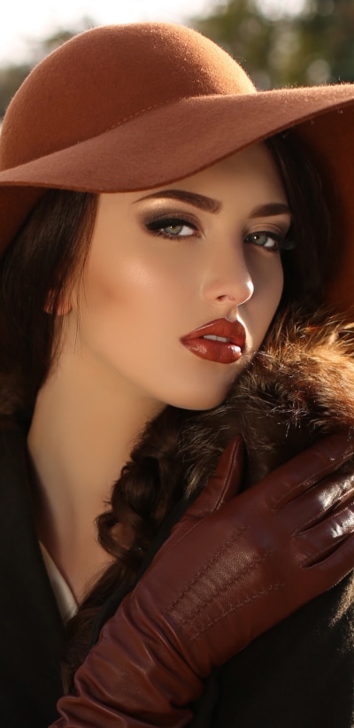 Women Model, Hat, Lipstick, 1080x2220