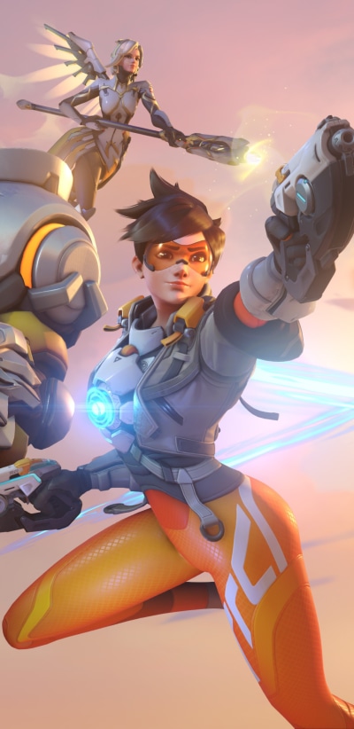 Video Game Overwatch 2, Mercy (Overwatch), Tracer (Overwatch), 1080x2220