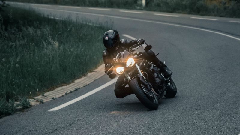 motorcyclist, motorcycle, helmet, racing, headlight, glow, 4k