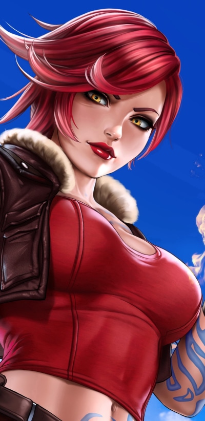 Video Game Borderlands 3, Red Hair, Borderlands, Lilith (Borderlands), Lipstick, Short Hair, 1080x2220