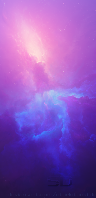 Sci Fi Nebula, Space, Purple, Blue, 1080x2220
