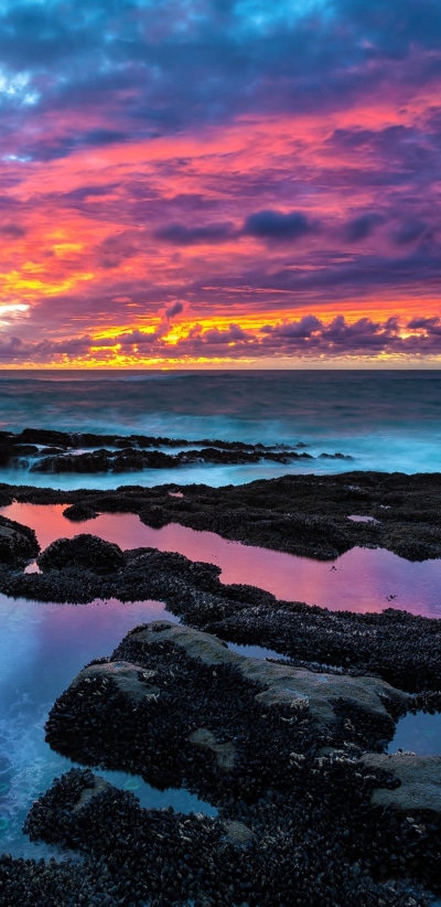 Earth Sunset, Ocean, Sea, Sky, 1080x2220