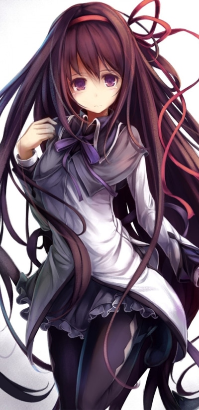 Anime Puella Magi Madoka Magica, Homura Akemi, Black Hair, School Uniform, Long Hair, 1080x2220