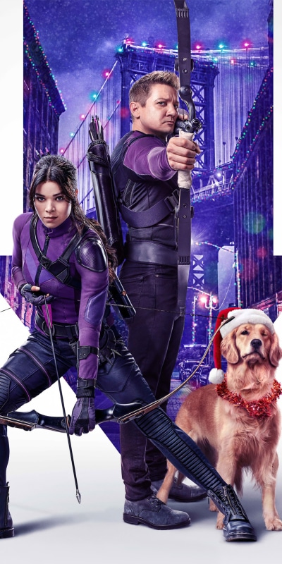 TV Show Hawkeye, Lucky The Pizza Dog, Jeremy Renner, Hailee Steinfeld, Kate Bishop, Clint Barton, 1080x2160