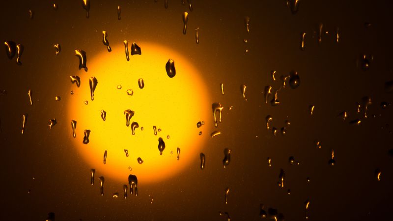 sun, drops, glass, glare, 4k