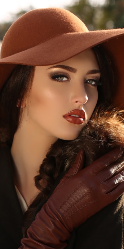 Women Model, Lipstick, Hat, 1080x2160