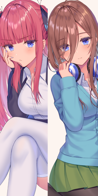 Anime The Quintessential Quintuplets, Miku Nakano, Nino Nakano, 1080x2160