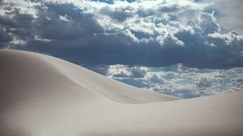 sand, desert, sky, clouds, 4k