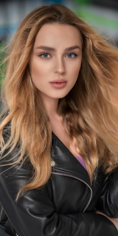 Women Model, Leather Jacket, Blue Eyes, Blonde, 1080x2160