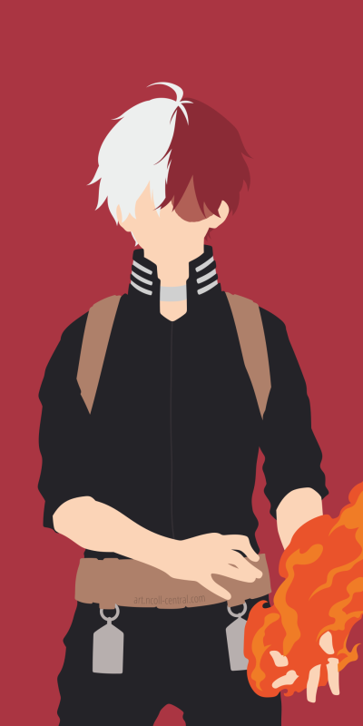 Anime My Hero Academia, Minimalist, Shoto Todoroki, White Hair, Red Hair, Two-toned Hair, 1080x2160