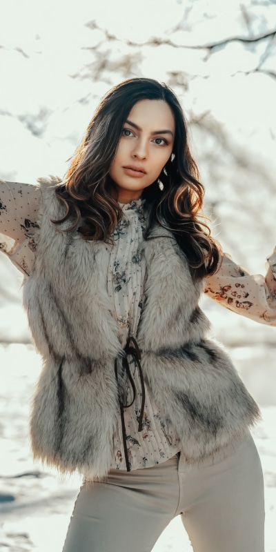 Women Model, Black Hair, Coat, 1080x2160