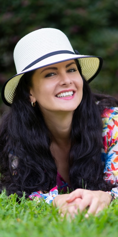 Women Model, Smile, Black Hair, Hat, 1080x2160