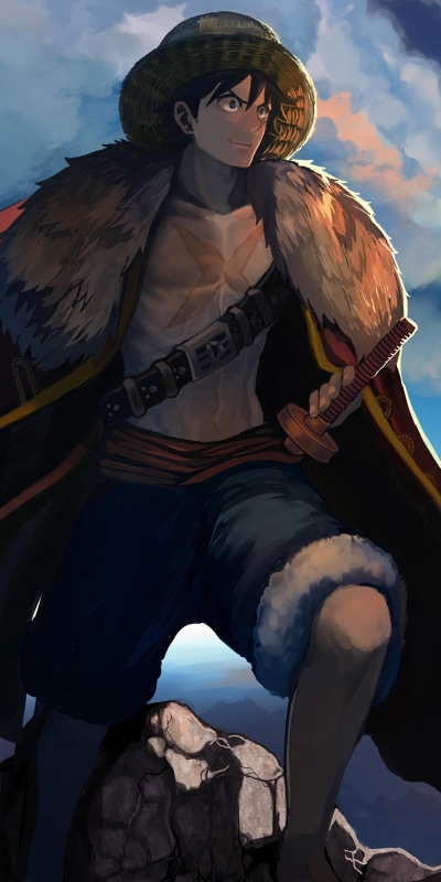 Anime One Piece, Monkey D. Luffy, 1080x2160