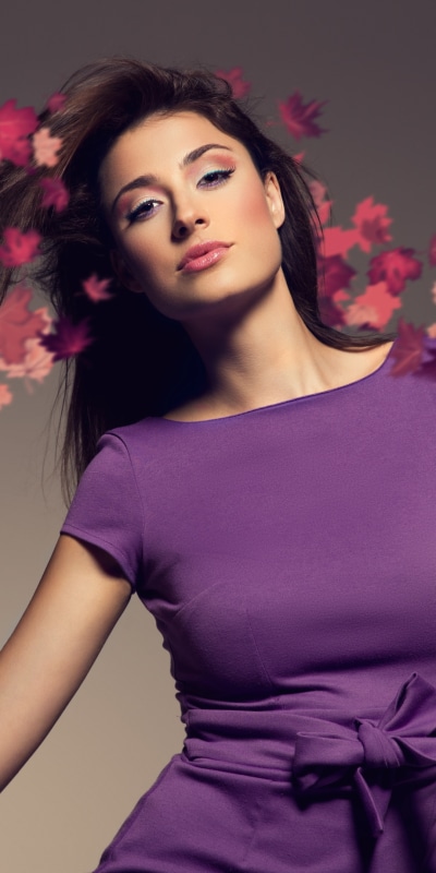 Women Model, Brunette, Purple Dress, 1080x2160
