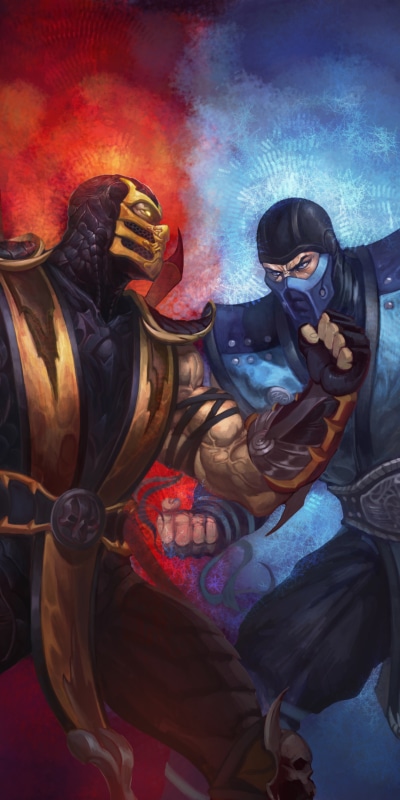 Video Game Mortal Kombat, Sub-Zero (Mortal Kombat), Scorpion (Mortal Kombat), 1080x2160