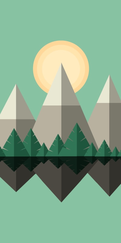 Artistic Minimalist, Tree, Mountain, Sun, 1080x2160