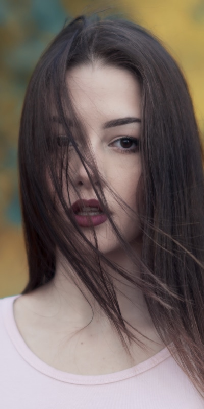 Women Model, Black Hair, Lipstick, Brown Eyes, 1080x2160