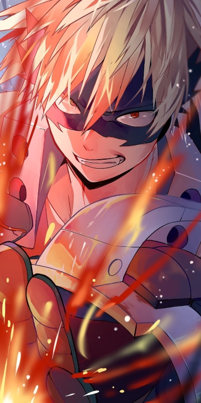 Anime My Hero Academia, Blonde, Katsuki Bakugou, Fire, 1080x2160