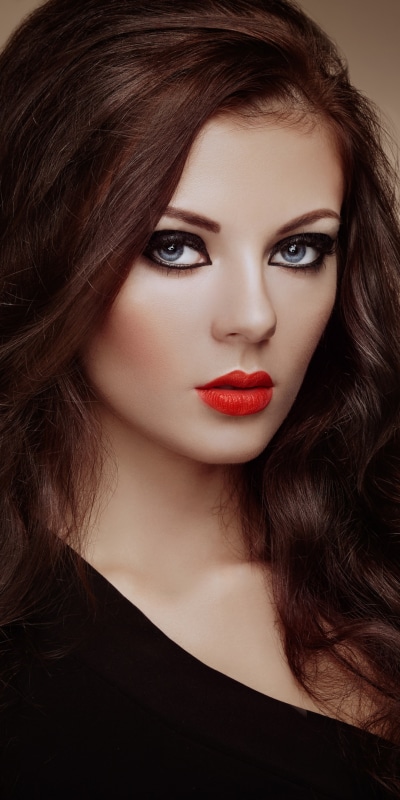 Women Model, Blue Eyes, Brunette, Lipstick, 1080x2160