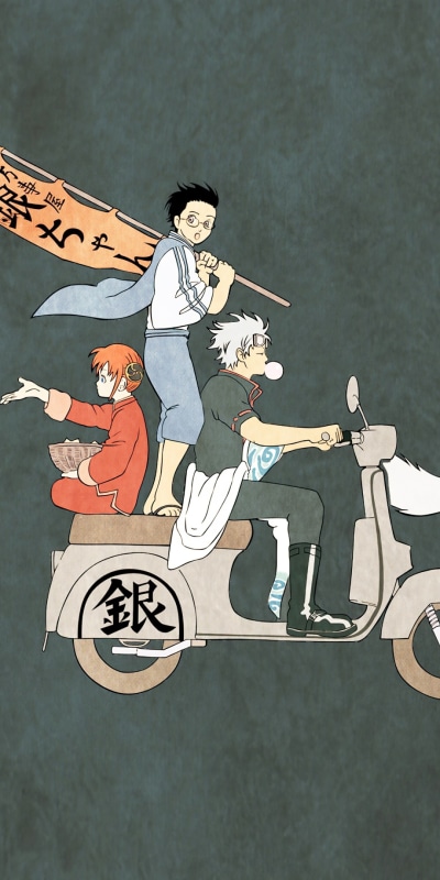 Anime Gintama, Gintoki Sakata, Kagura (Gintama), Shimura Shinpachi, 1080x2160