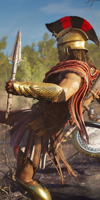 Video Game Assassins Creed Odyssey, Spartan, Soldier, Sword, 1080x2160