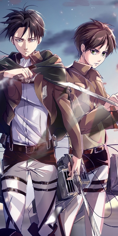 Anime Attack On Titan, Levi Ackerman, Eren Yeager, 1080x2160