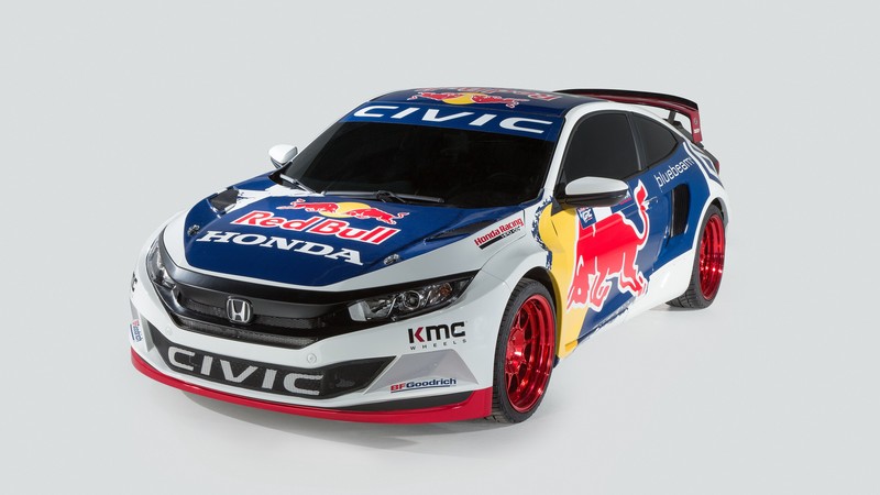 Honda Civic Coupe Rallycross, NYIAS 2016, rally, sport car, red bull