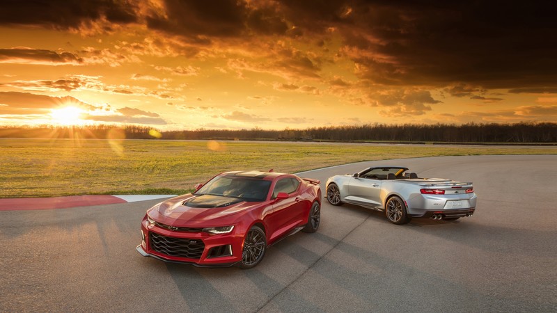 Chevrolet Camaro ZL1, NYIAS 2016, red, sunset