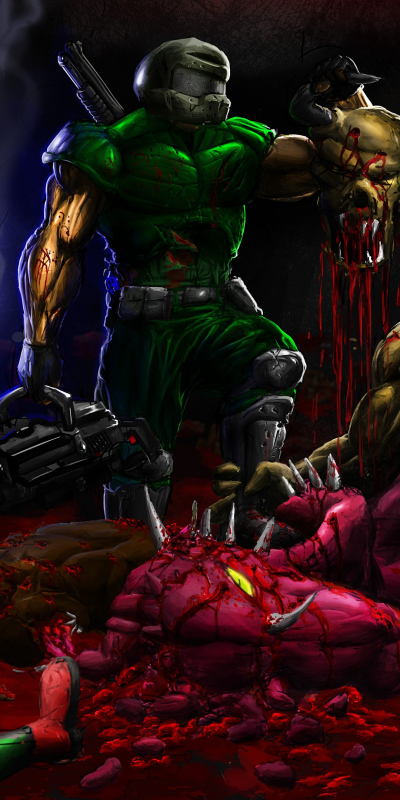 Video Game Brutal Doom, Doomguy, Doom, 1080x2160