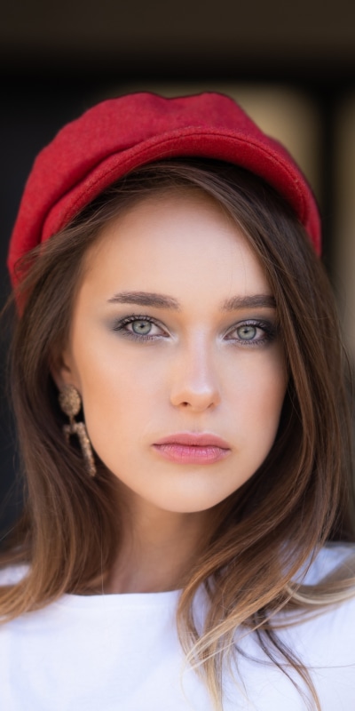 Women Model, Brunette, Face, Hat, 1080x2160