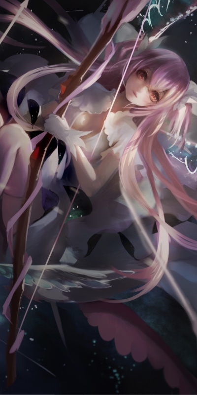 Anime Puella Magi Madoka Magica, Pink Hair, Madoka Kaname, Ultimate Madoka, Long Hair, Orange Eyes, 1080x2160