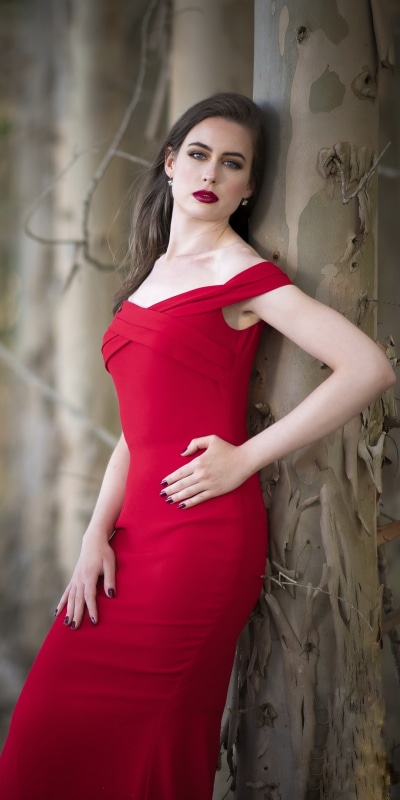 Women Model, Red Dress, Brunette, Lipstick, 1080x2160