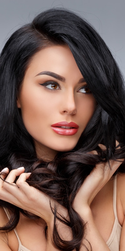 Women Model, Face, Black Hair, Lipstick, Brown Eyes, 1080x2160