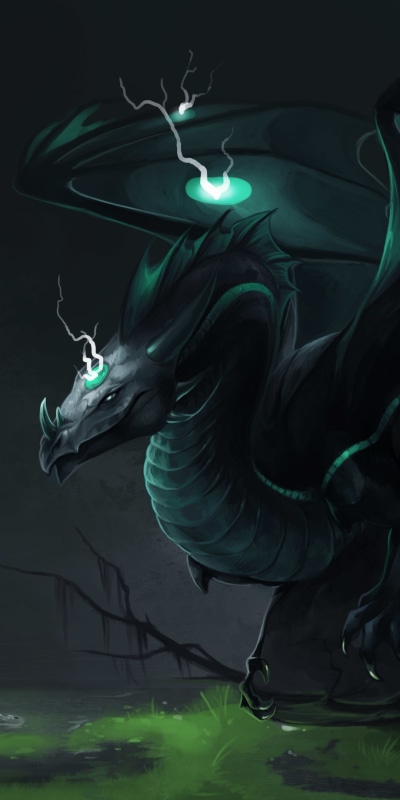 Fantasy Dragon, Lightning, 1080x2160