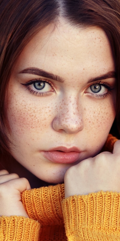 Women Model, Freckles, Blue Eyes, Face, 1080x2160