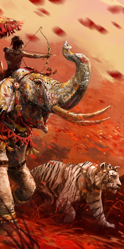 Video Game Far Cry 4, Elephant, Tiger, Far Cry, 1080x2160