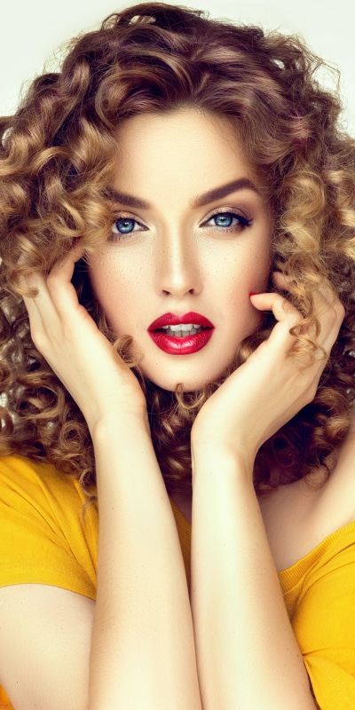 Women Model, Lipstick, Brunette, Blue Eyes, 1080x2160