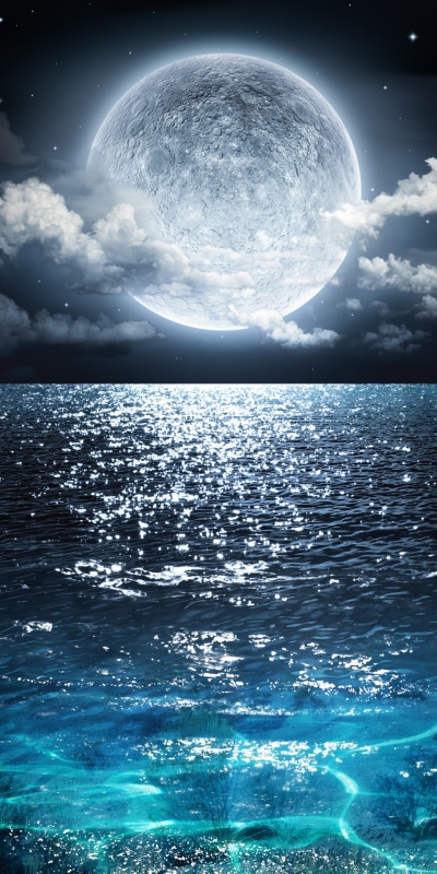Earth Moon, Ocean, Night, Sea, Cloud, 1080x2160