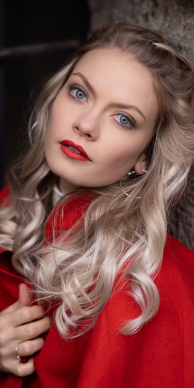 Women Model, Blue Eyes, Blonde, Lipstick, 1080x2160