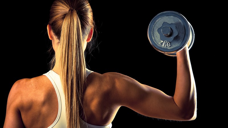 Girl, fitness, exercise, gym, dumbbells, workout, sportswear, motivation