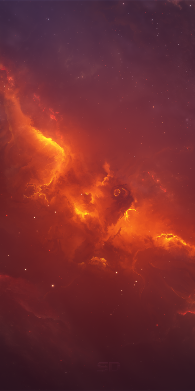 Sci Fi Nebula, Space, Orange (Color), 1080x2160
