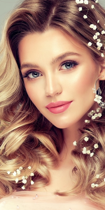 Women Model, Face, Lipstick, Blue Eyes, Blonde, 1080x2160