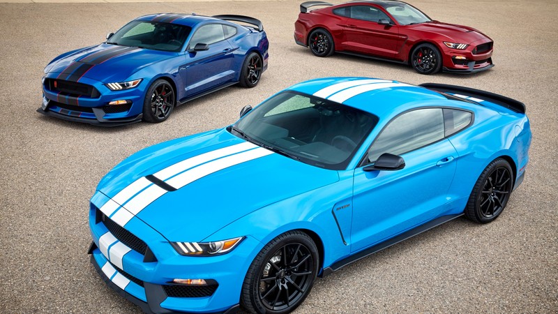 Mustang Shelby GT350, hardsedan, muscle car, blue
