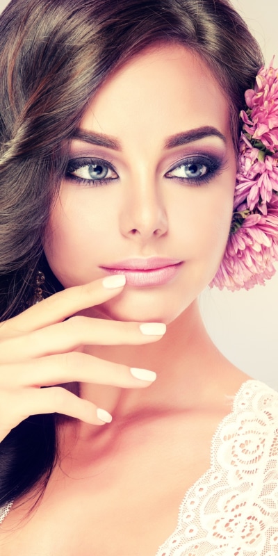 Women Model, Face, Blue Eyes, Black Hair, 1080x2160