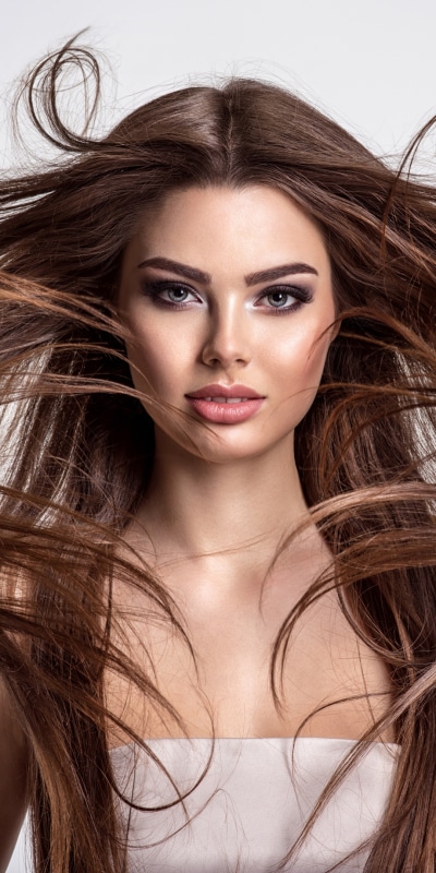 Women Model, Long Hair, Brunette, Blue Eyes, 1080x2160