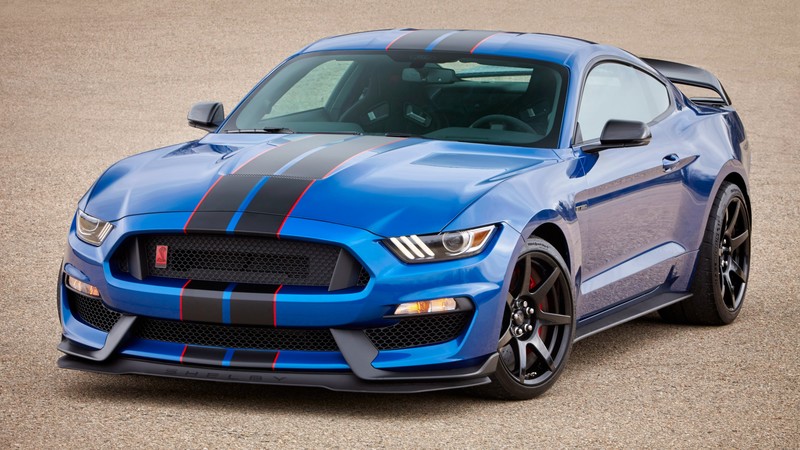 Mustang Shelby GT350, hardsedan, muscle car, blue